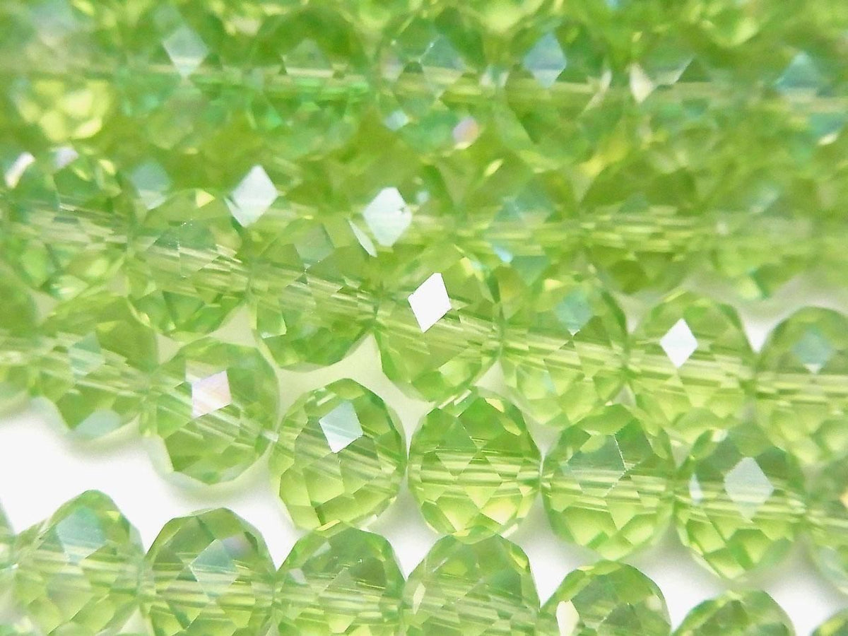 Glass Beads Faceted Button Rondelle 7.5x7.5x6mm Clear Green Silver-AB 1strand beads (approx. 14inch/34cm)