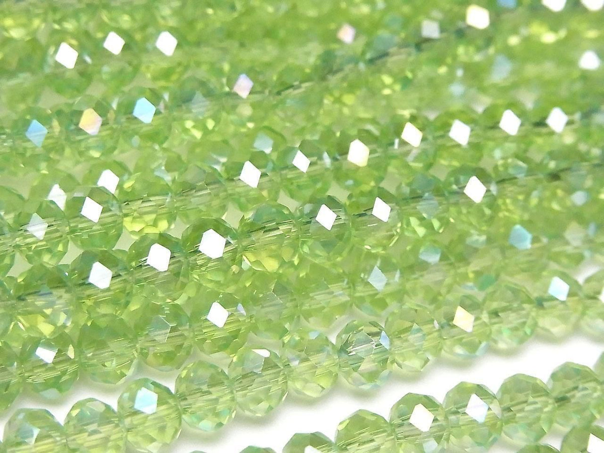 Glass Beads Faceted Button Rondelle 6x6x4.5mm Clear Green Silver-AB 1strand beads (approx. 14inch/34cm)