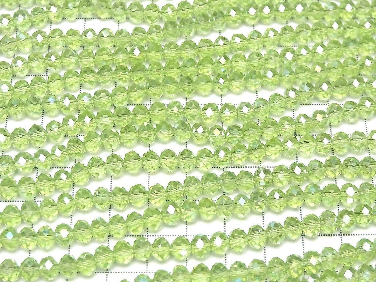 Glass Beads Faceted Button Rondelle 6x6x4.5mm Clear Green Silver-AB 1strand beads (approx. 14inch/34cm)