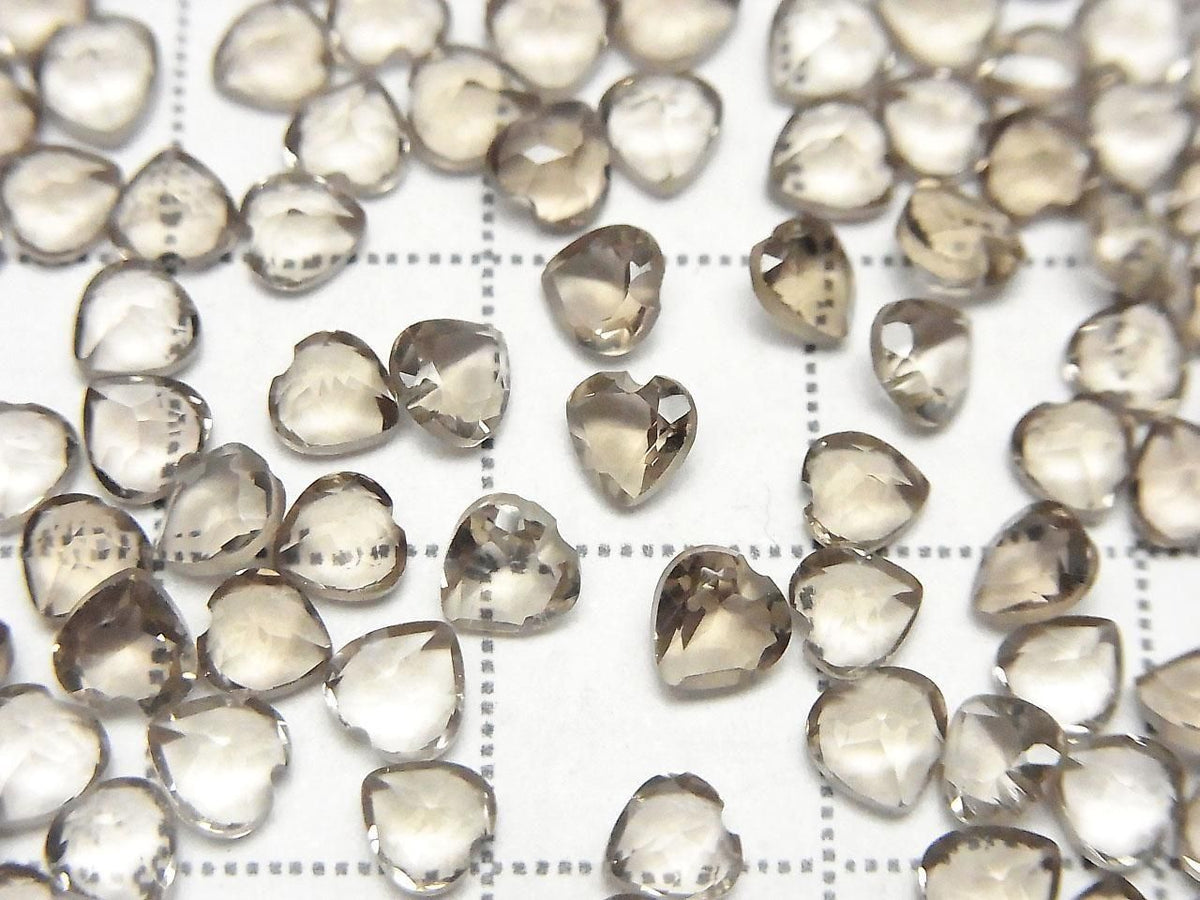 High Quality Smoky Quartz AAA Loose Stone Heart Shape Faceted 4x4mm 10pcs