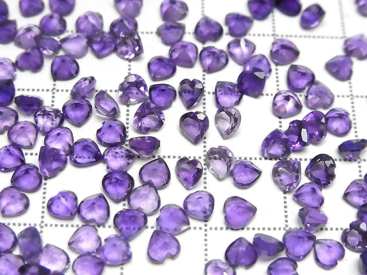 High Quality AAA Amethyst Loose Stone Heart Shape Faceted 4x4mm 10pcs