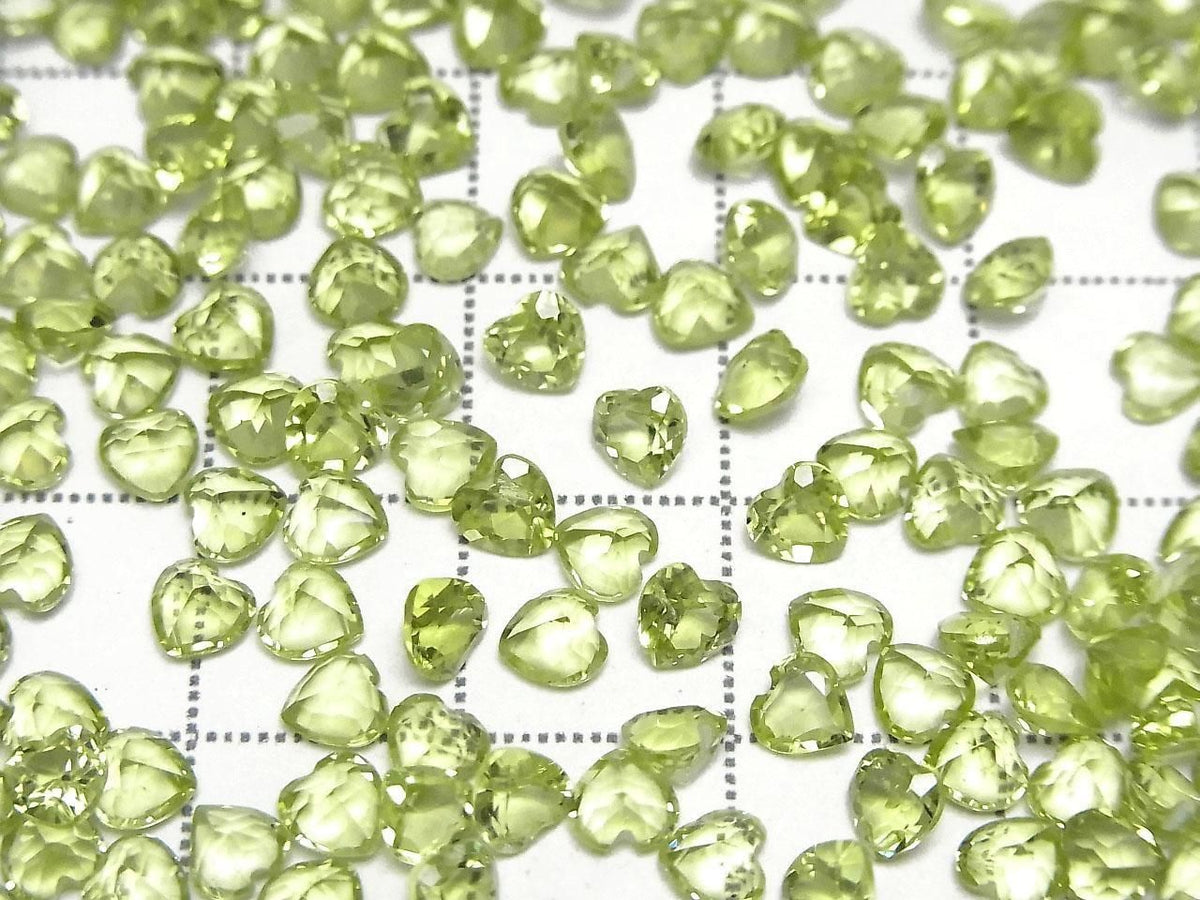 High Quality Peridot AAA Loose Stone Heart Shape Faceted 4x4mm 5pcs