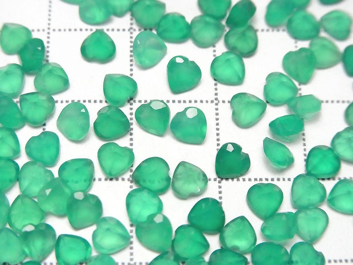 High Quality Green Onyx AAA Loose Stone Heart Shape Faceted 4x4mm 10pcs