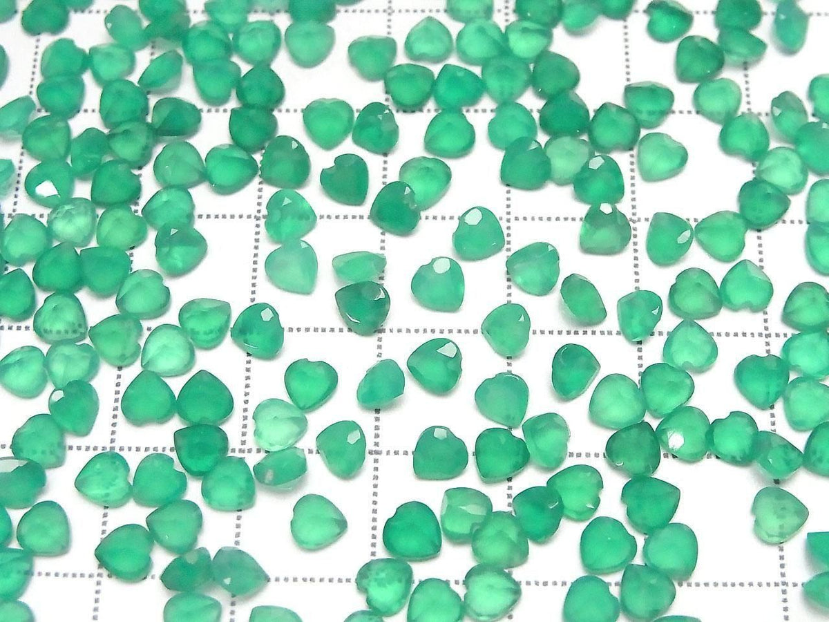 High Quality Green Onyx AAA Loose Stone Heart Shape Faceted 4x4mm 10pcs