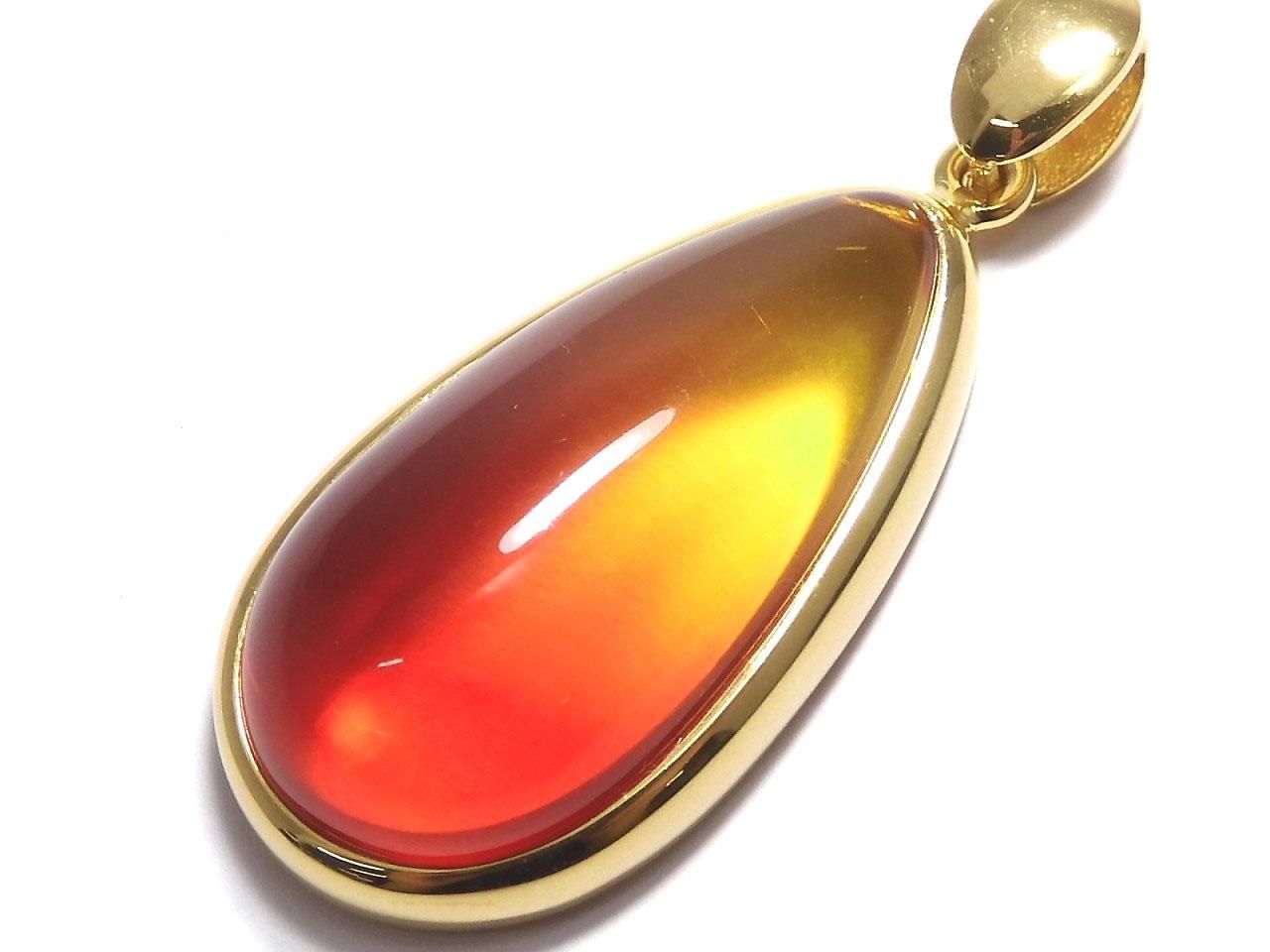Orange Color Amber Pendant 18KGP NO.1 [One of a kind]