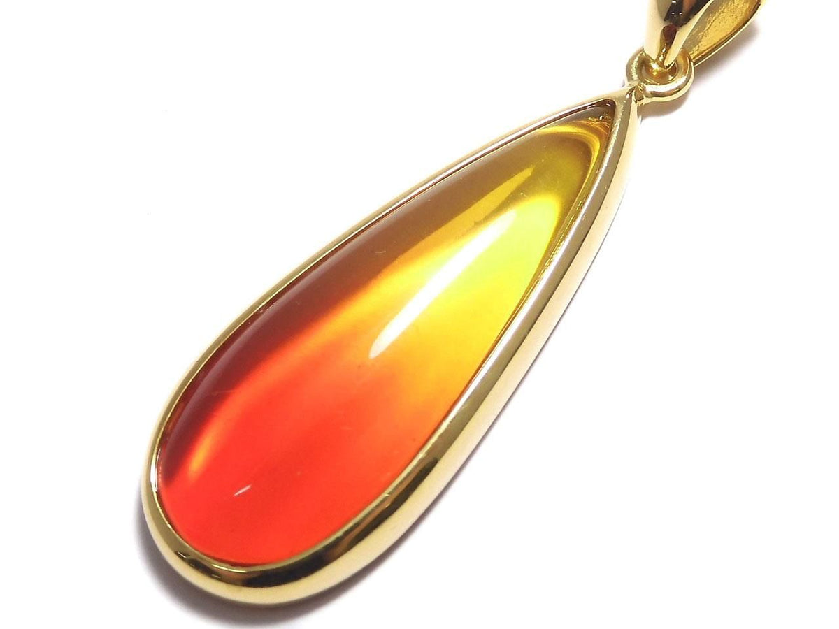 Orange Color Amber Pendant 18KGP NO.2 [One of a kind]