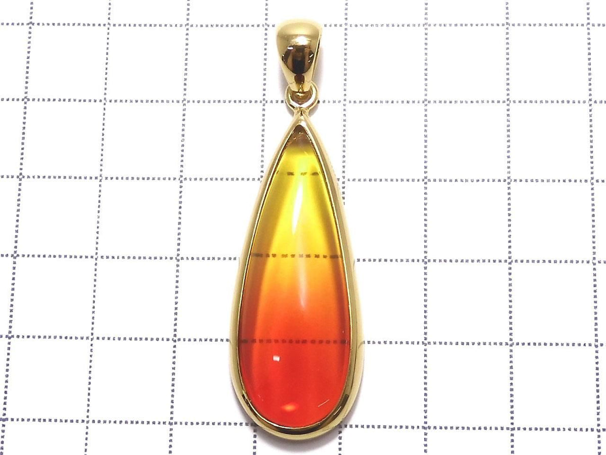 Orange Color Amber Pendant 18KGP NO.2 [One of a kind]