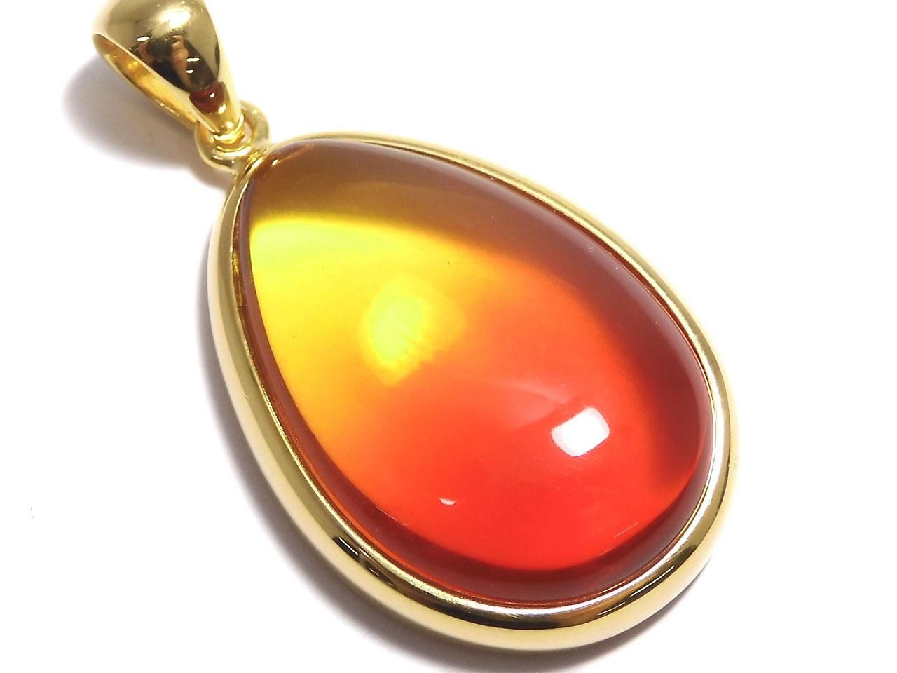 Orange Color Amber Pendant 18KGP NO.3 [One of a kind]