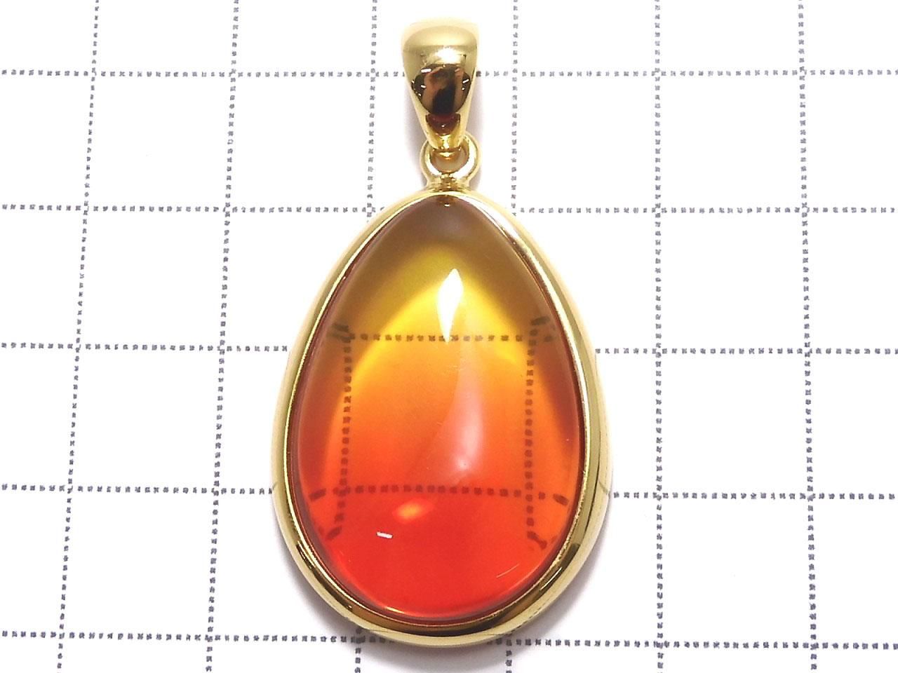Orange Color Amber Pendant 18KGP NO.3 [One of a kind]