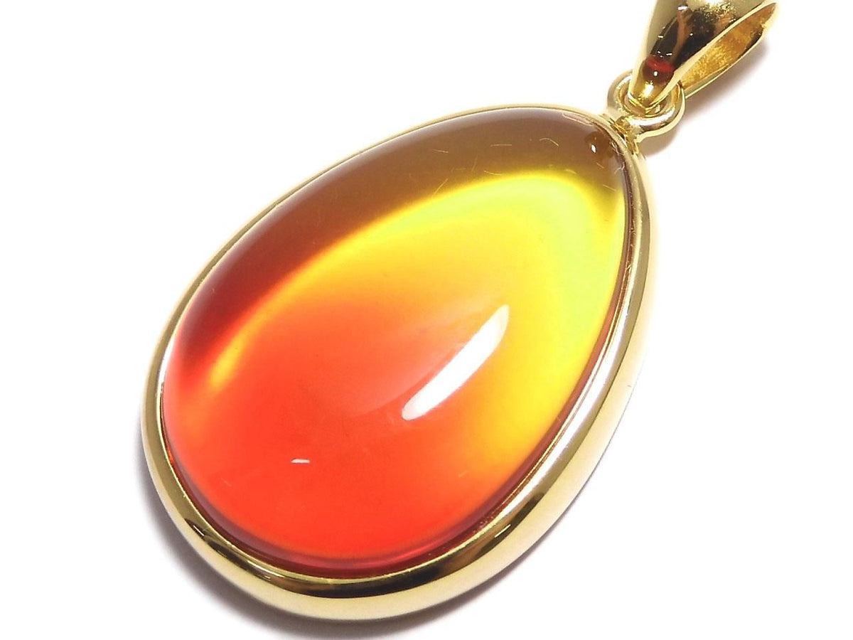 Orange Color Amber Pendant 18KGP NO.4 [One of a kind]