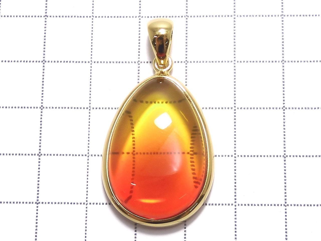 Orange Color Amber Pendant 18KGP NO.4 [One of a kind]