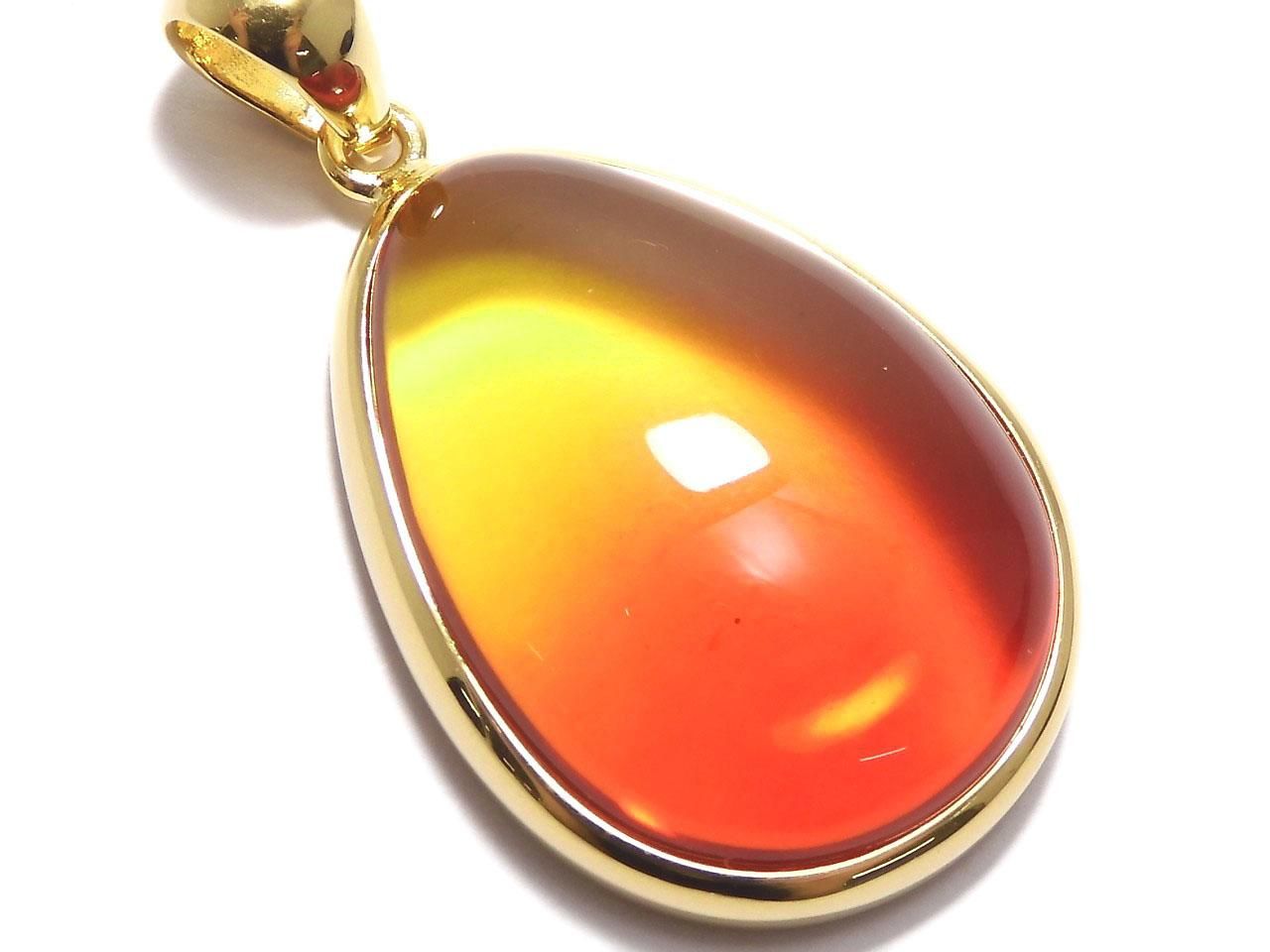Orange Color Amber Pendant 18KGP NO.5 [One of a kind]