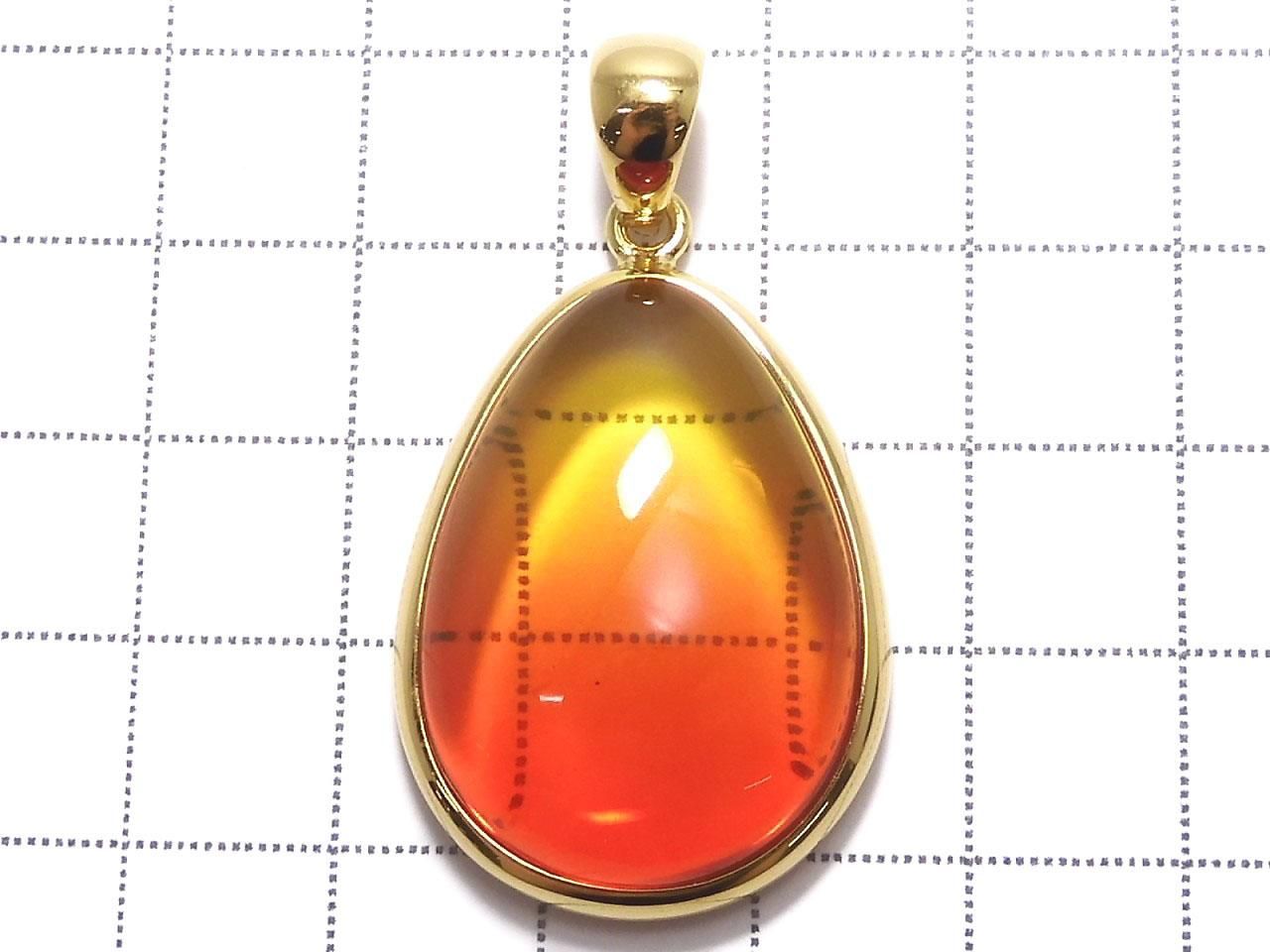 Orange Color Amber Pendant 18KGP NO.5 [One of a kind]