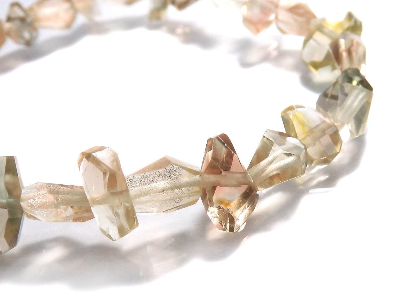 High Quality Oregon Sunstone AAA- Faceted Nugget 1strand beads (Bracelet) NO.22 [One of a kind]