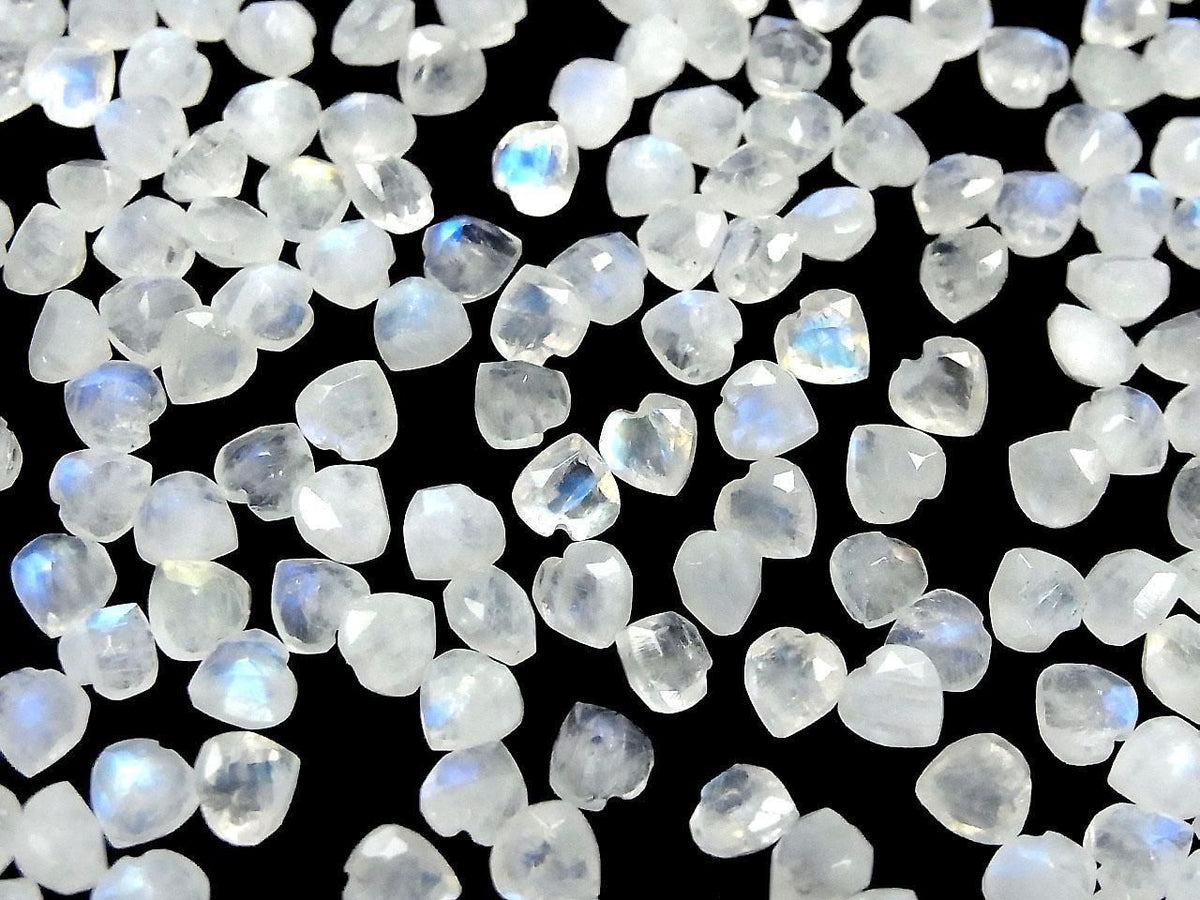 High Quality Rainbow Moonstone AAA- Loose Stone Heart Shape Faceted 6x6mm 3pcs