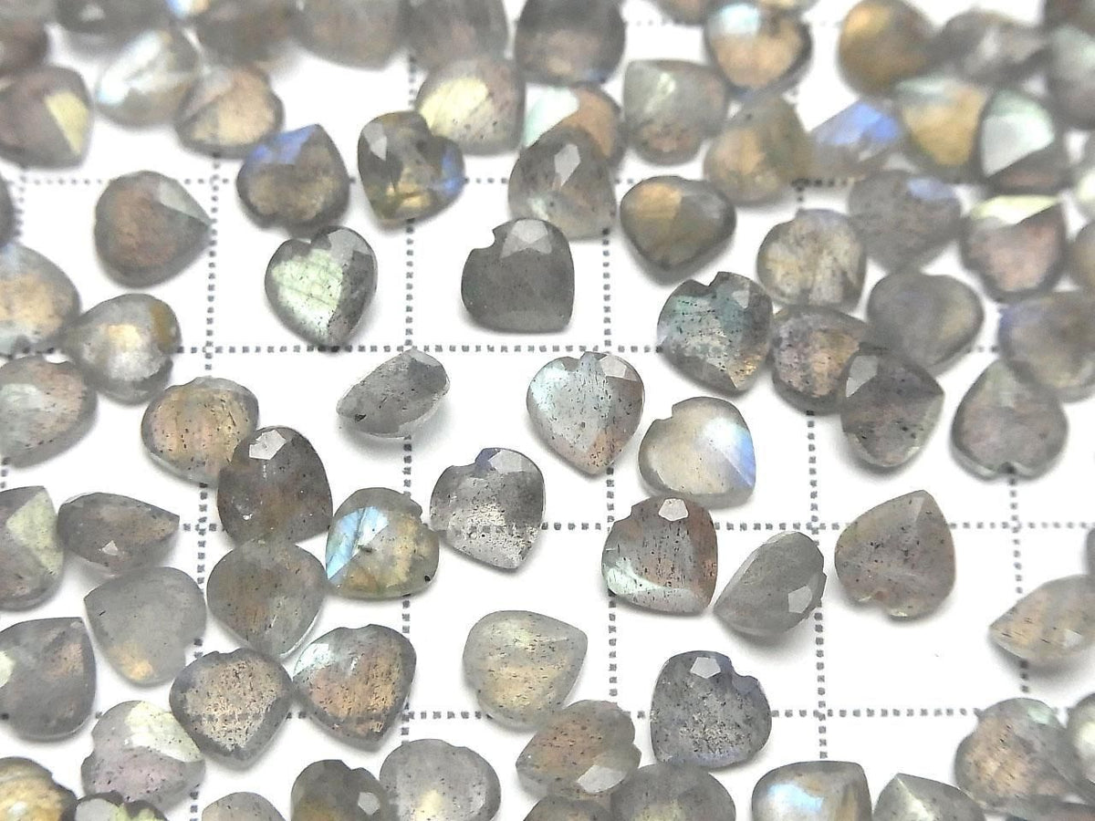 High Quality Labradorite AAA- Loose Stone Heart Shape Faceted 6x6mm 5pcs