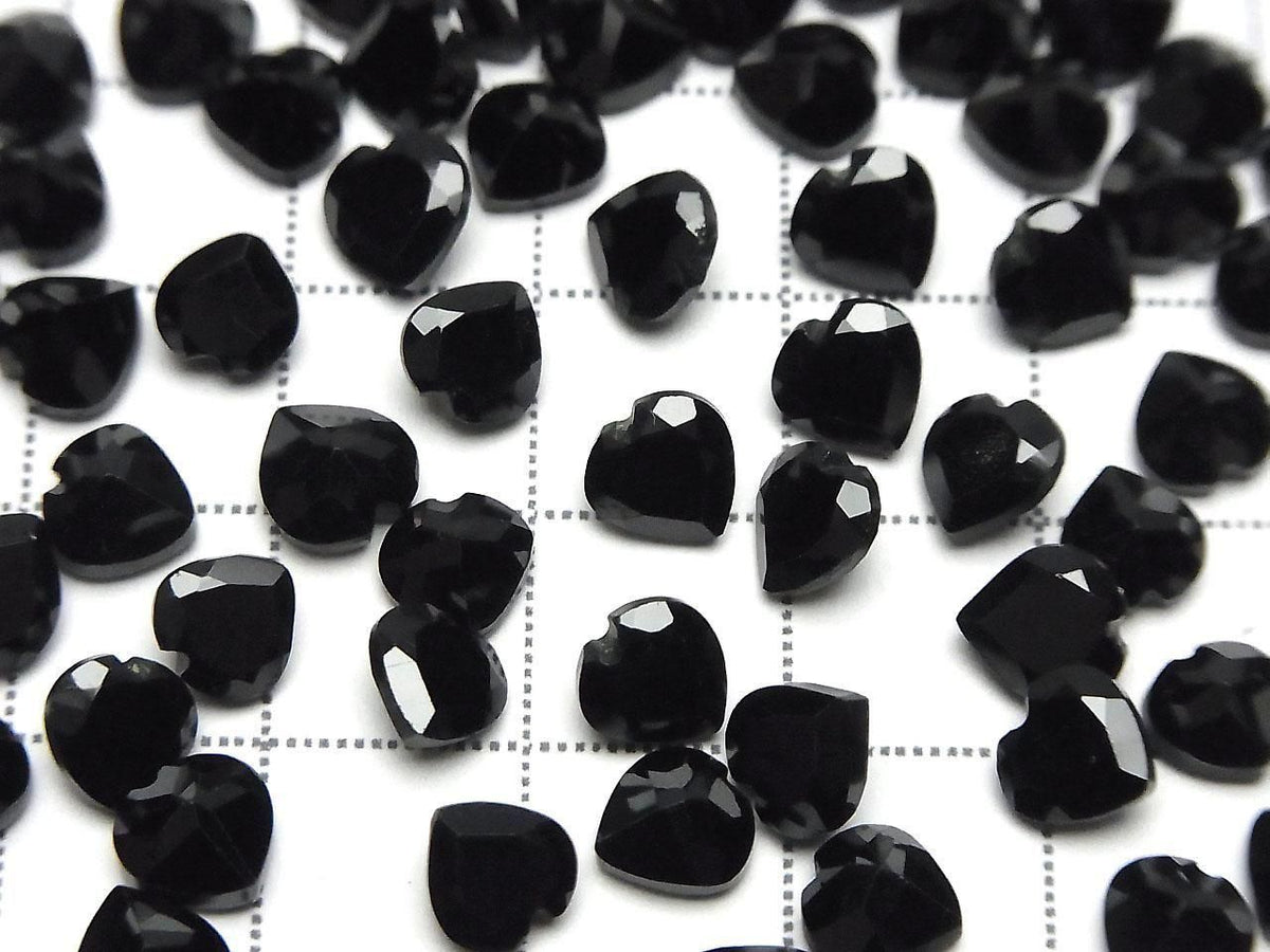 High Quality Black Spinel AAA Loose Stone Heart Shape Faceted 6x6mm 5pcs