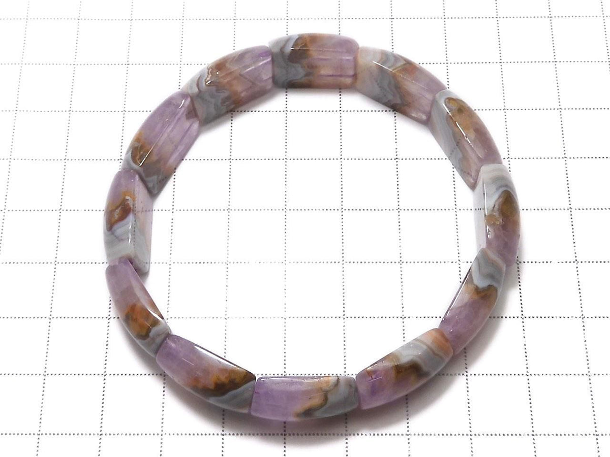 Amethyst Bangle Bracelet 2-Hole Rectangle 1strand beads NO.111 [One of a kind]
