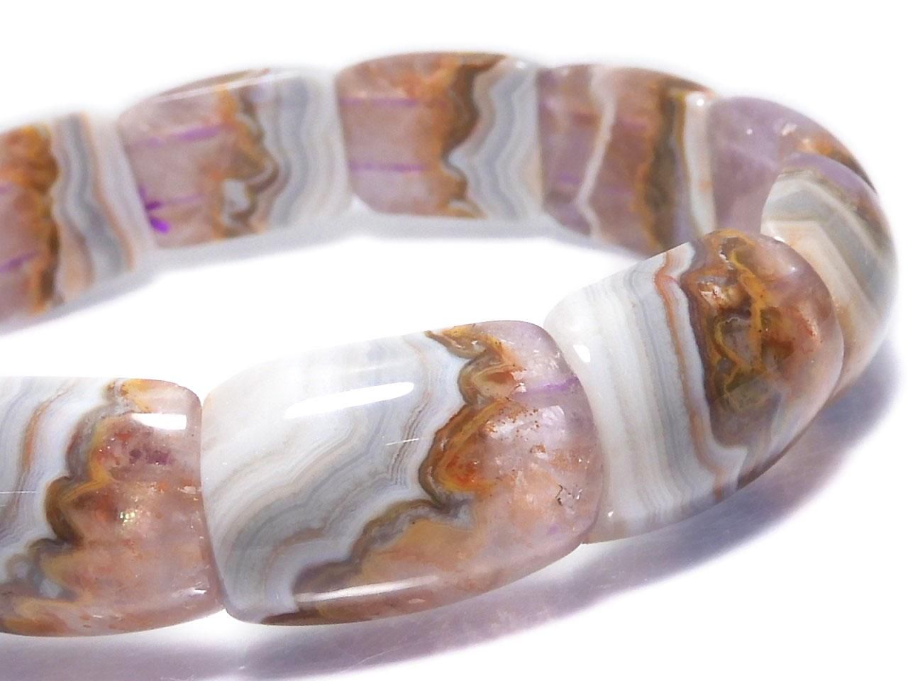 Amethyst Bangle Bracelet 2-Hole Rectangle 1strand beads NO.112 [One of a kind]