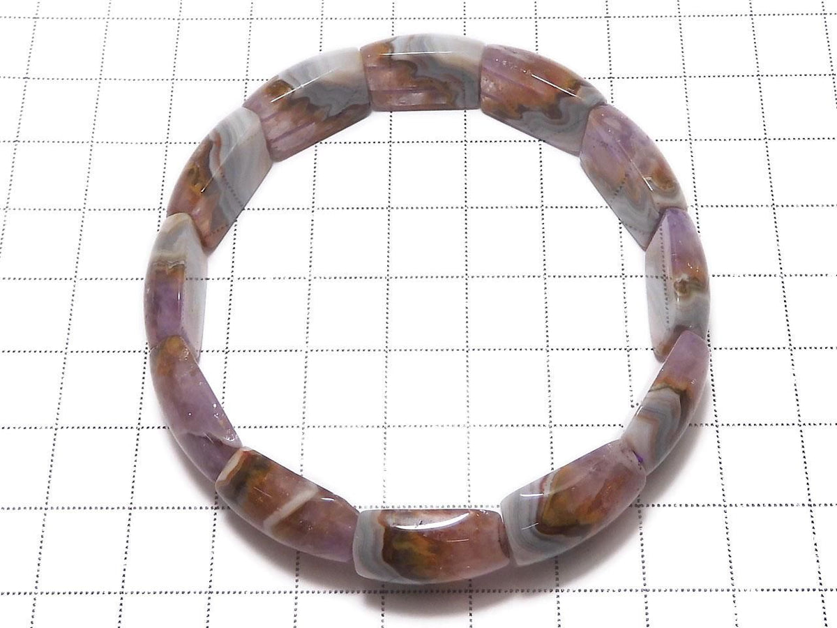 Amethyst Bangle Bracelet 2-Hole Rectangle 1strand beads NO.112 [One of a kind]