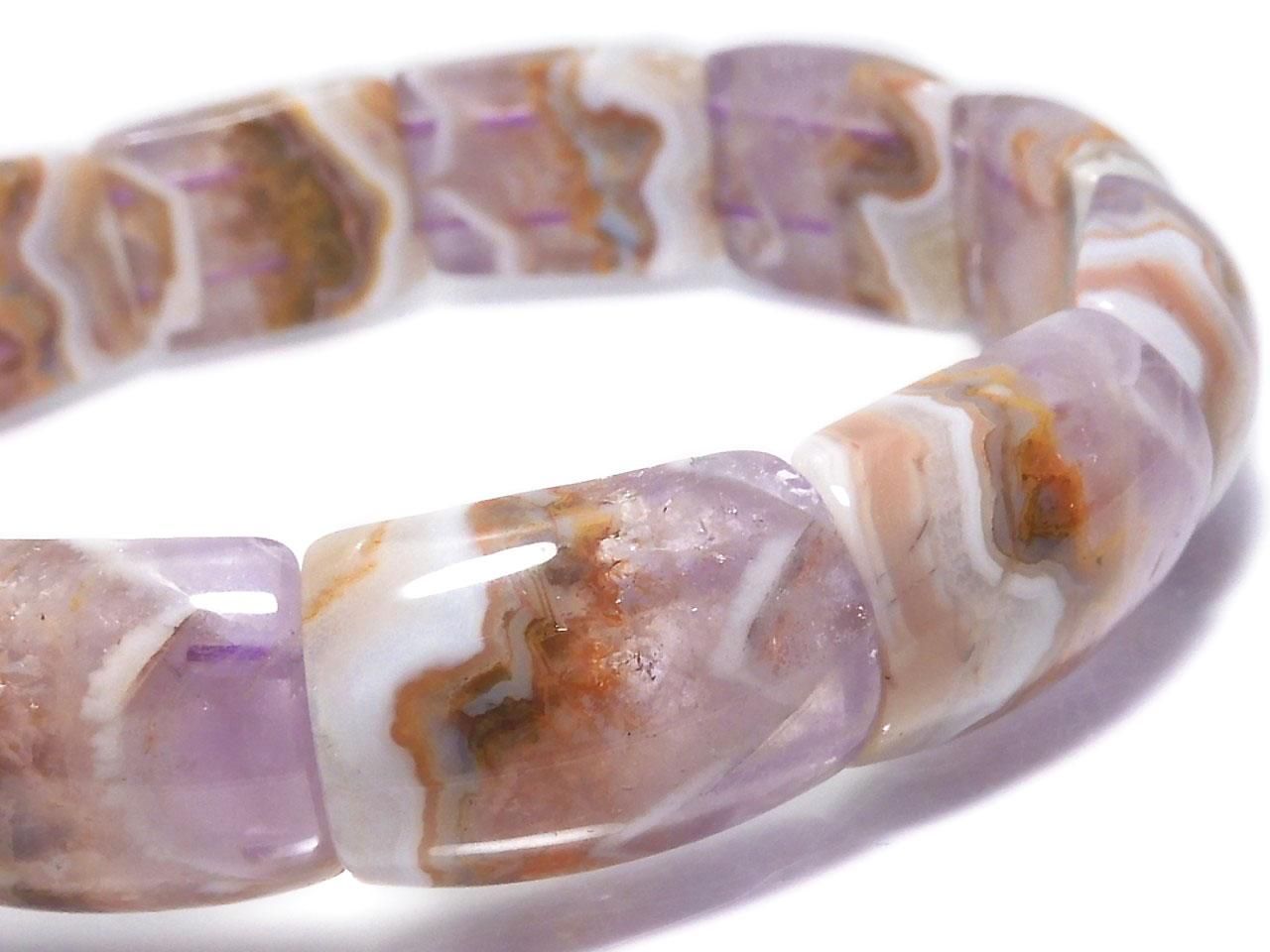 Amethyst Bangle Bracelet 2-Hole Rectangle 1strand beads NO.113 [One of a kind]