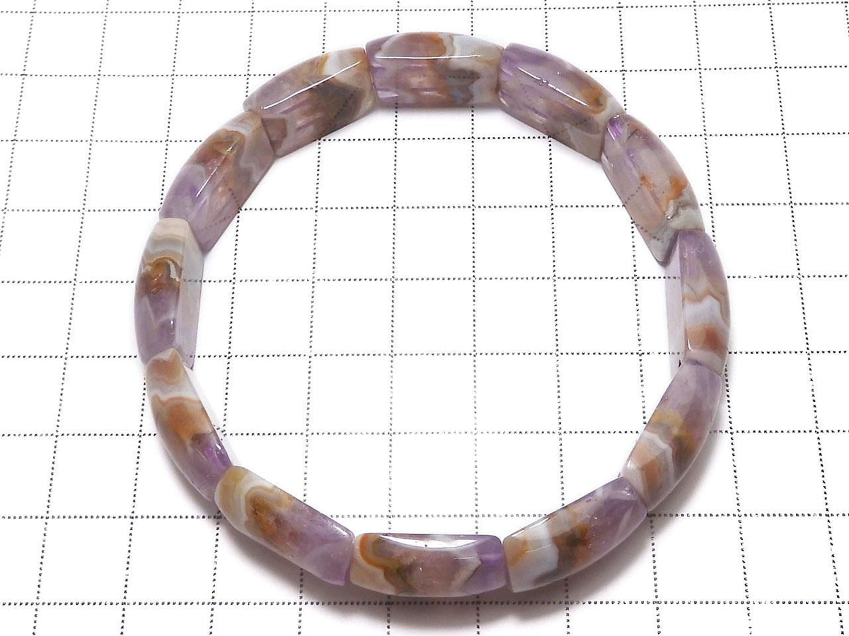 Amethyst Bangle Bracelet 2-Hole Rectangle 1strand beads NO.113 [One of a kind]