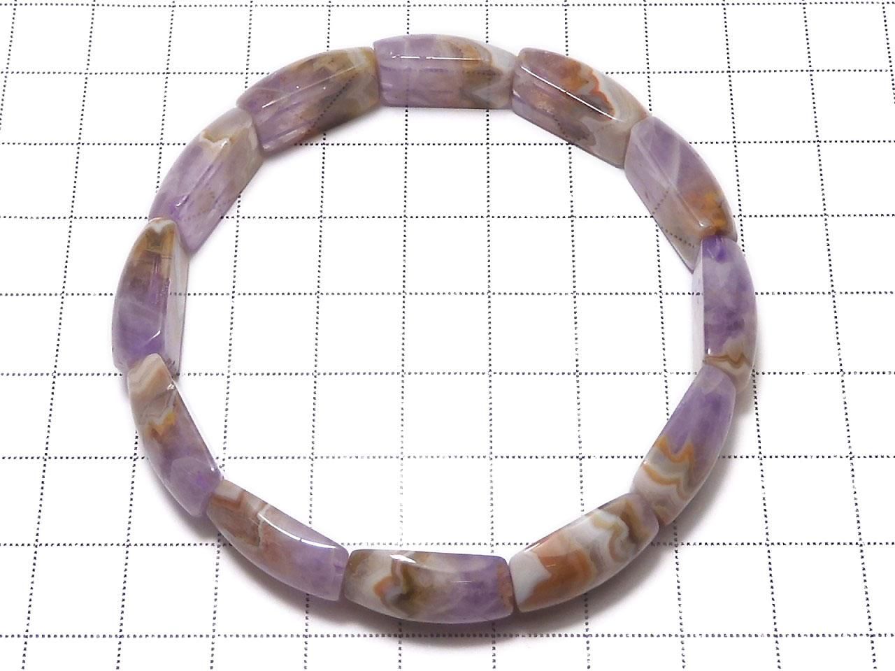 Amethyst Bangle Bracelet 2-Hole Rectangle 1strand beads NO.114 [One of a kind]