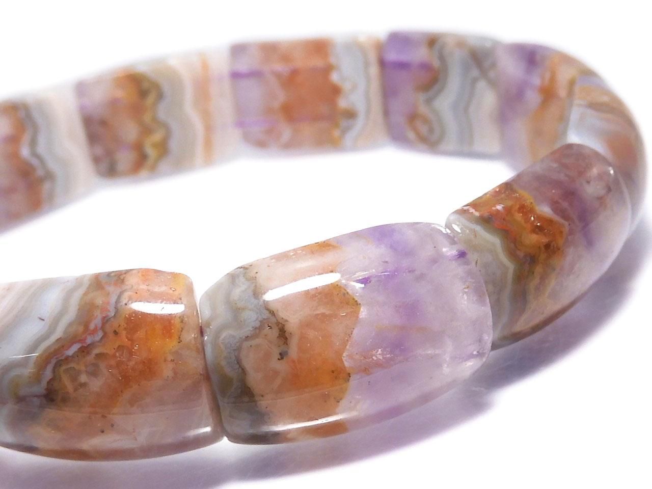 Amethyst Bangle Bracelet 2-Hole Rectangle 1strand beads NO.115 [One of a kind]