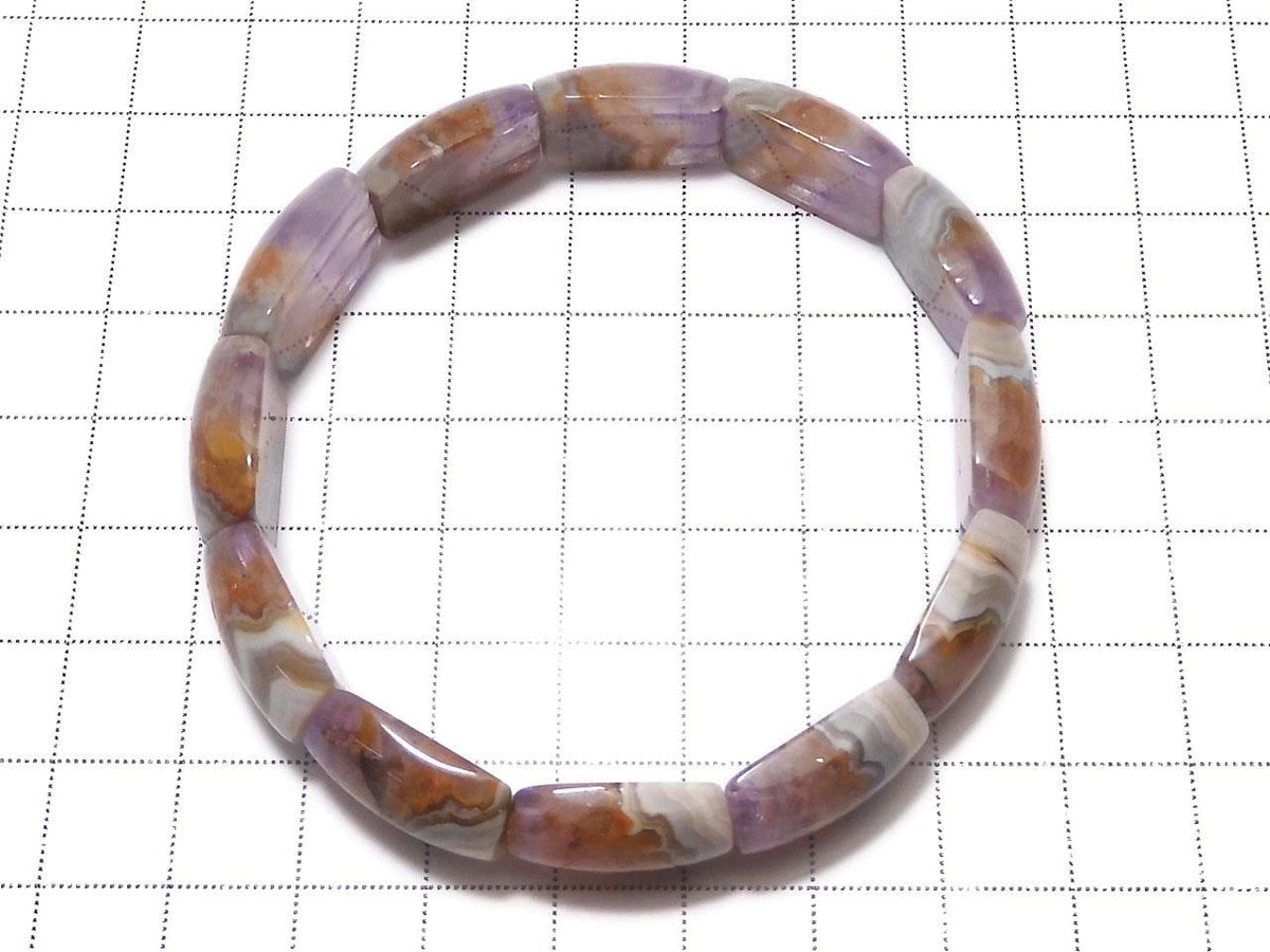 Amethyst Bangle Bracelet 2-Hole Rectangle 1strand beads NO.115 [One of a kind]