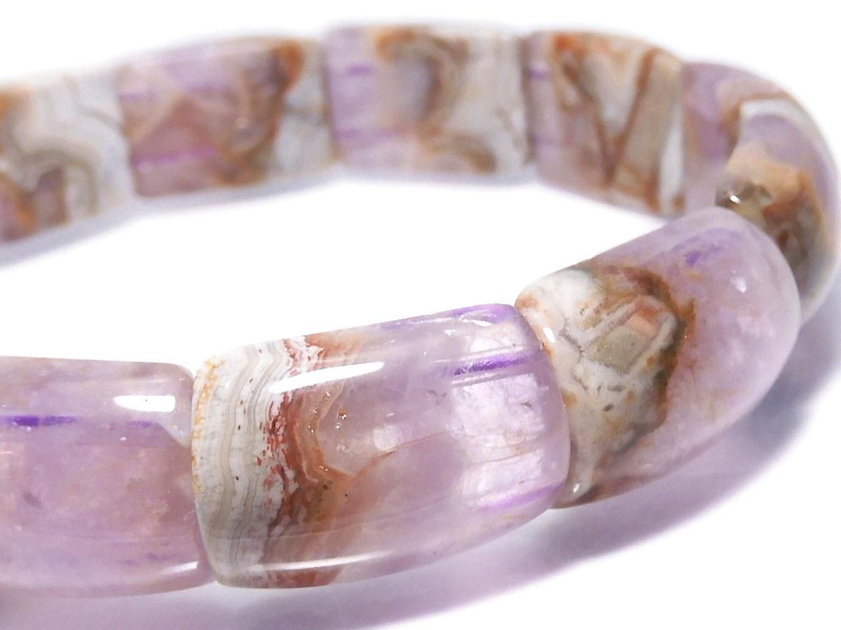 Amethyst Bangle Bracelet 2-Hole Rectangle 1strand beads NO.116 [One of a kind]