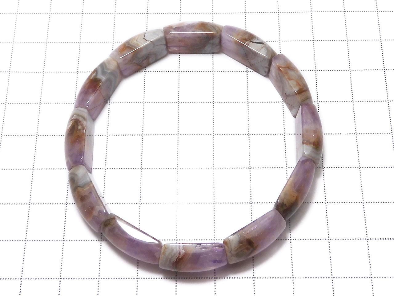 Amethyst Bangle Bracelet 2-Hole Rectangle 1strand beads NO.116 [One of a kind]