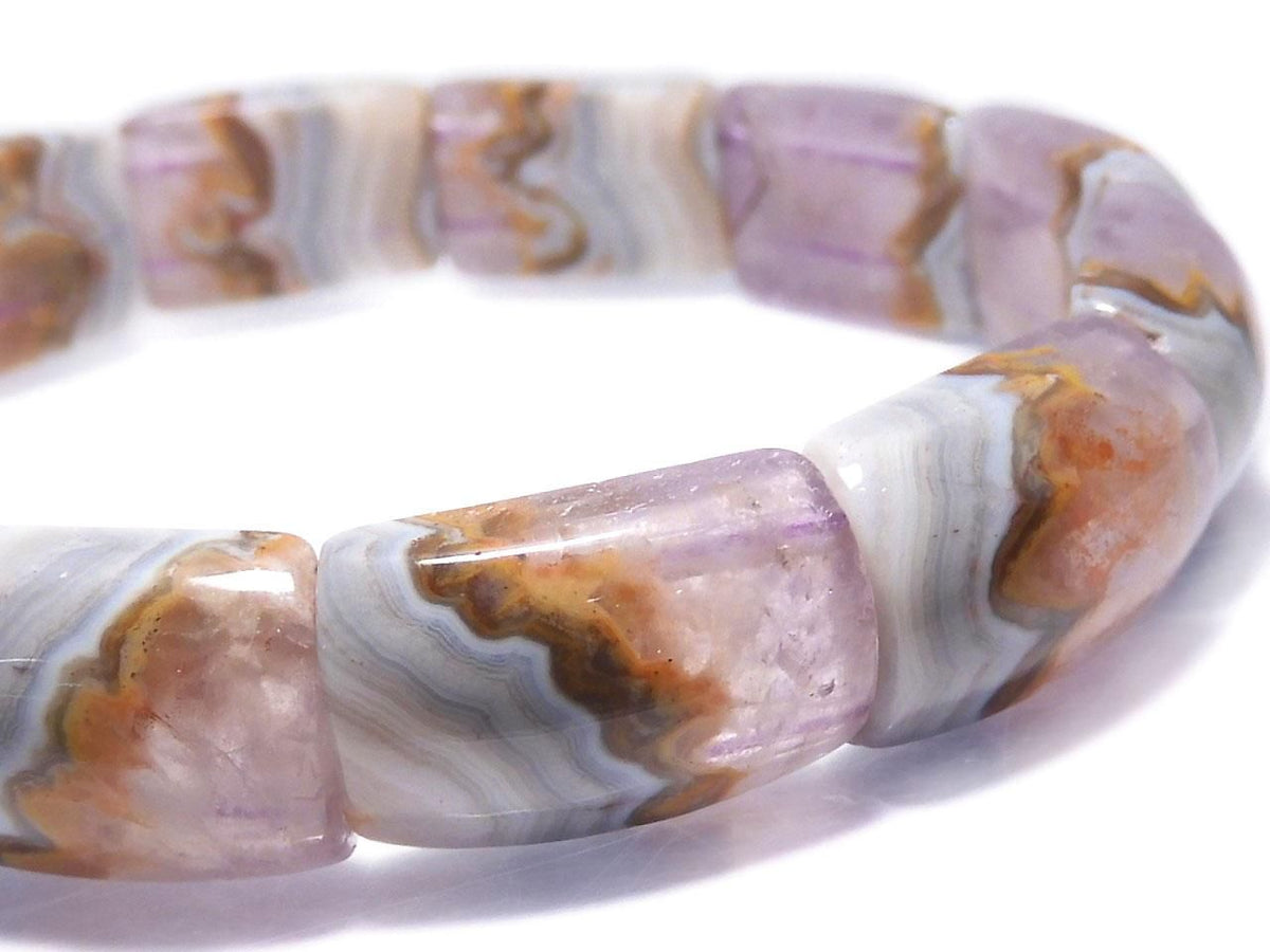 Amethyst Bangle Bracelet 2-Hole Rectangle 1strand beads NO.117 [One of a kind]