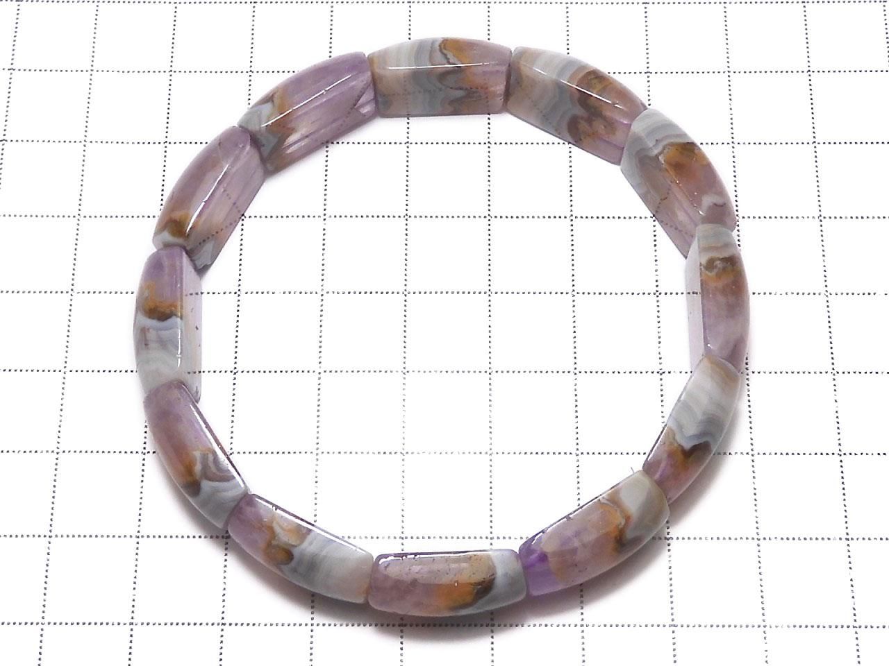 Amethyst Bangle Bracelet 2-Hole Rectangle 1strand beads NO.117 [One of a kind]