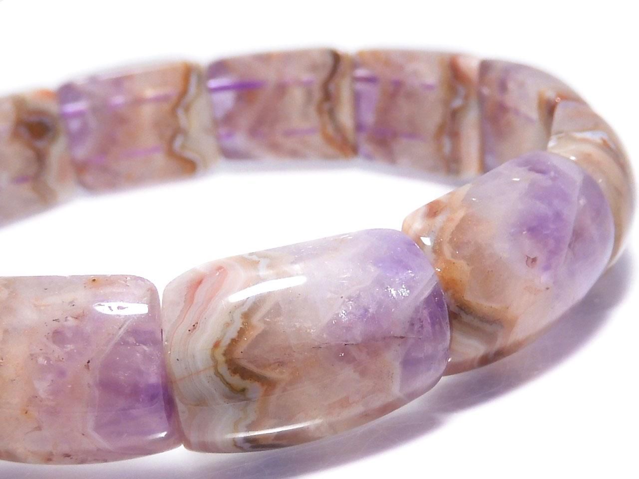 Amethyst Bangle Bracelet 2-Hole Rectangle 1strand beads NO.118 [One of a kind]