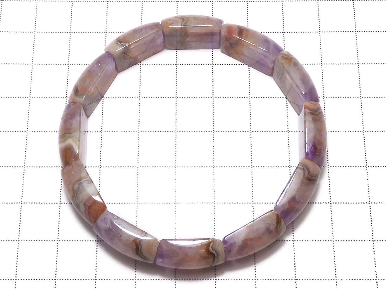 Amethyst Bangle Bracelet 2-Hole Rectangle 1strand beads NO.118 [One of a kind]