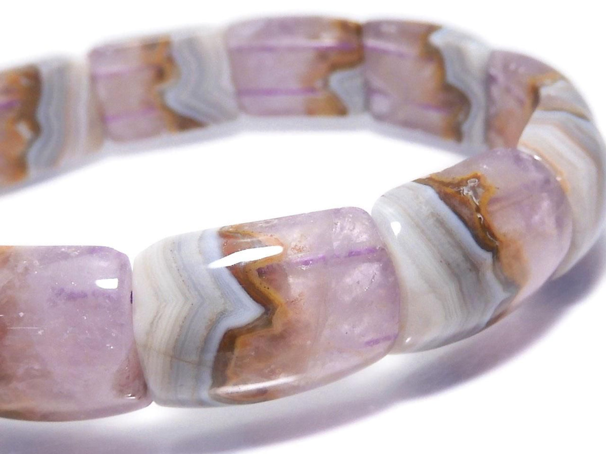 Amethyst Bangle Bracelet 2-Hole Rectangle 1strand beads NO.119 [One of a kind]