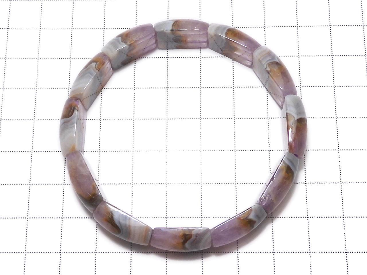 Amethyst Bangle Bracelet 2-Hole Rectangle 1strand beads NO.119 [One of a kind]