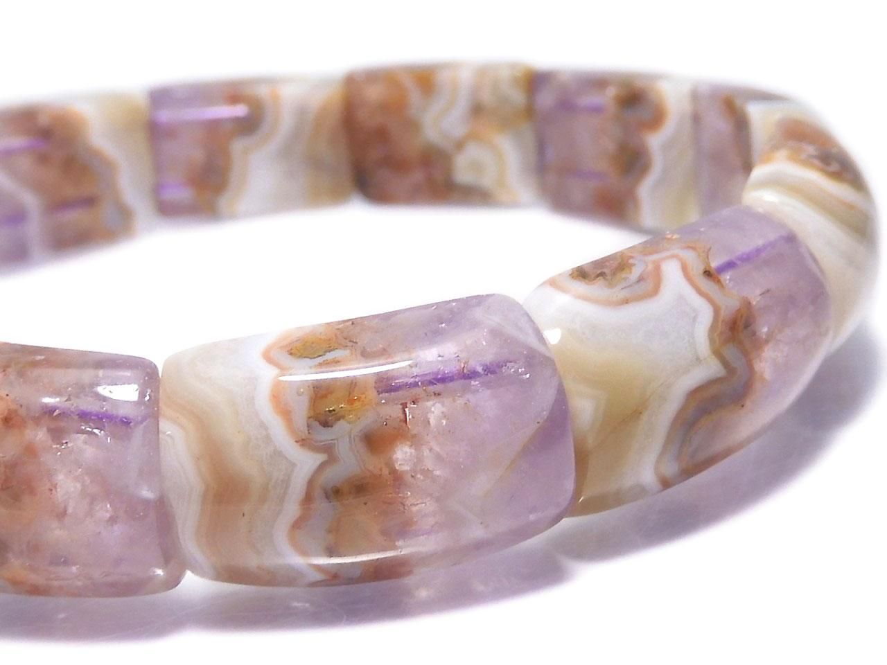 Amethyst Bangle Bracelet 2-Hole Rectangle 1strand beads NO.120 [One of a kind]