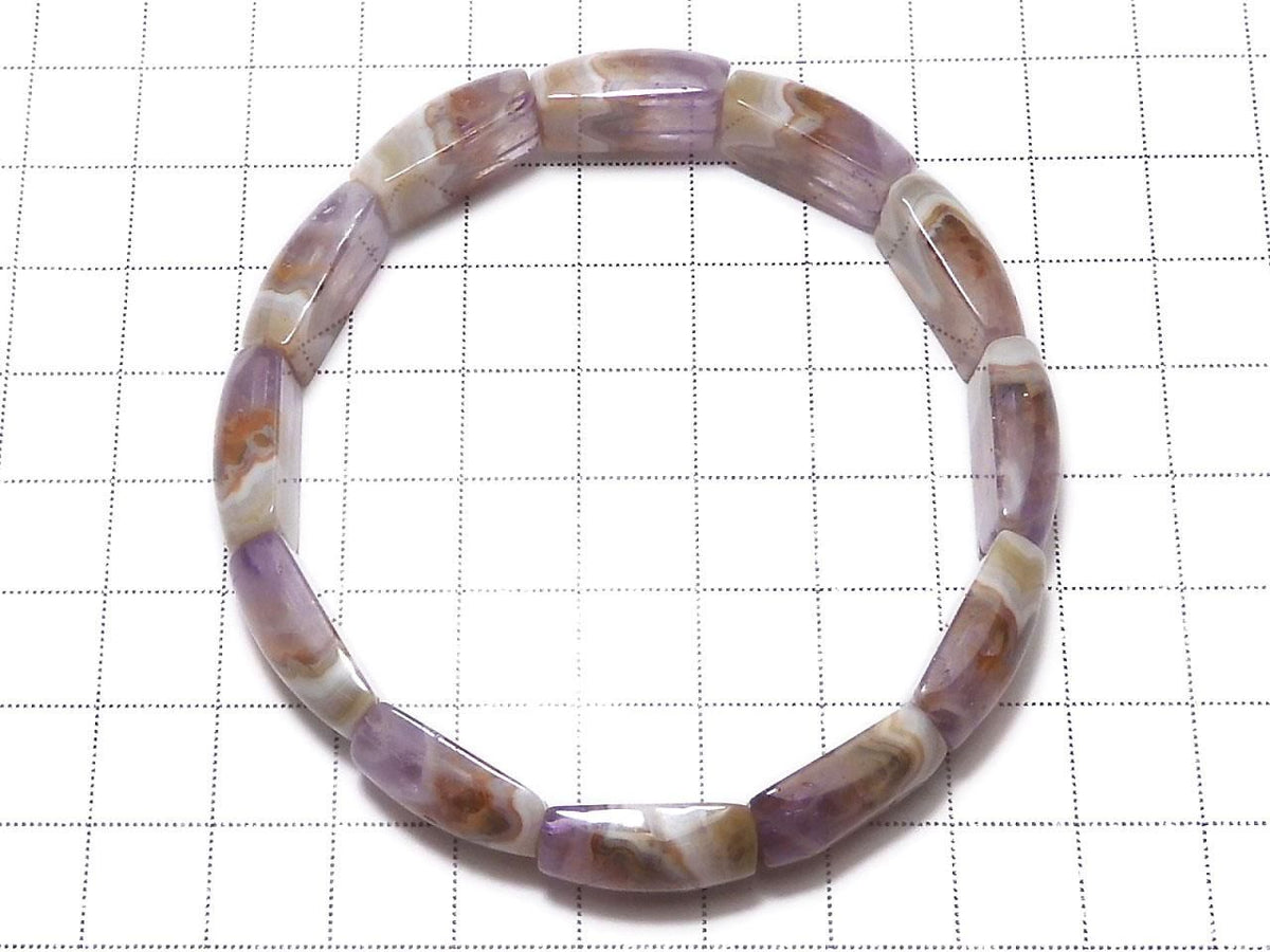 Amethyst Bangle Bracelet 2-Hole Rectangle 1strand beads NO.120 [One of a kind]