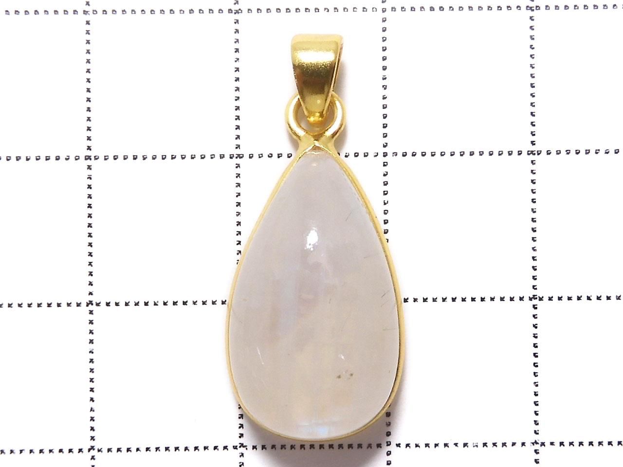 High Quality Rainbow Moonstone AA++ Pendant 18KGP NO.6 [One of a kind]