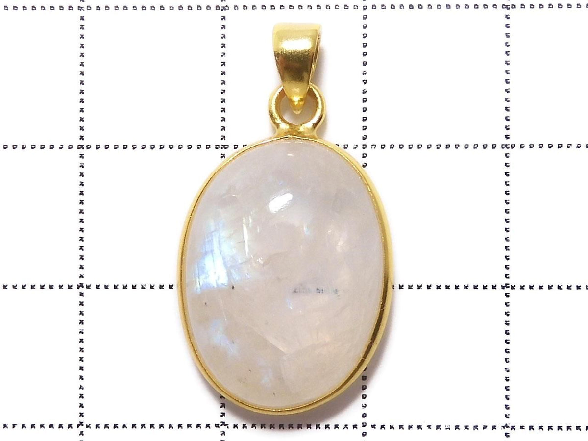 High Quality Rainbow Moonstone AA++ Pendant 18KGP NO.7 [One of a kind]