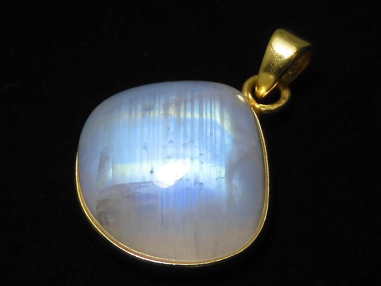 High Quality Rainbow Moonstone AA++ Pendant 18KGP NO.8 [One of a kind]