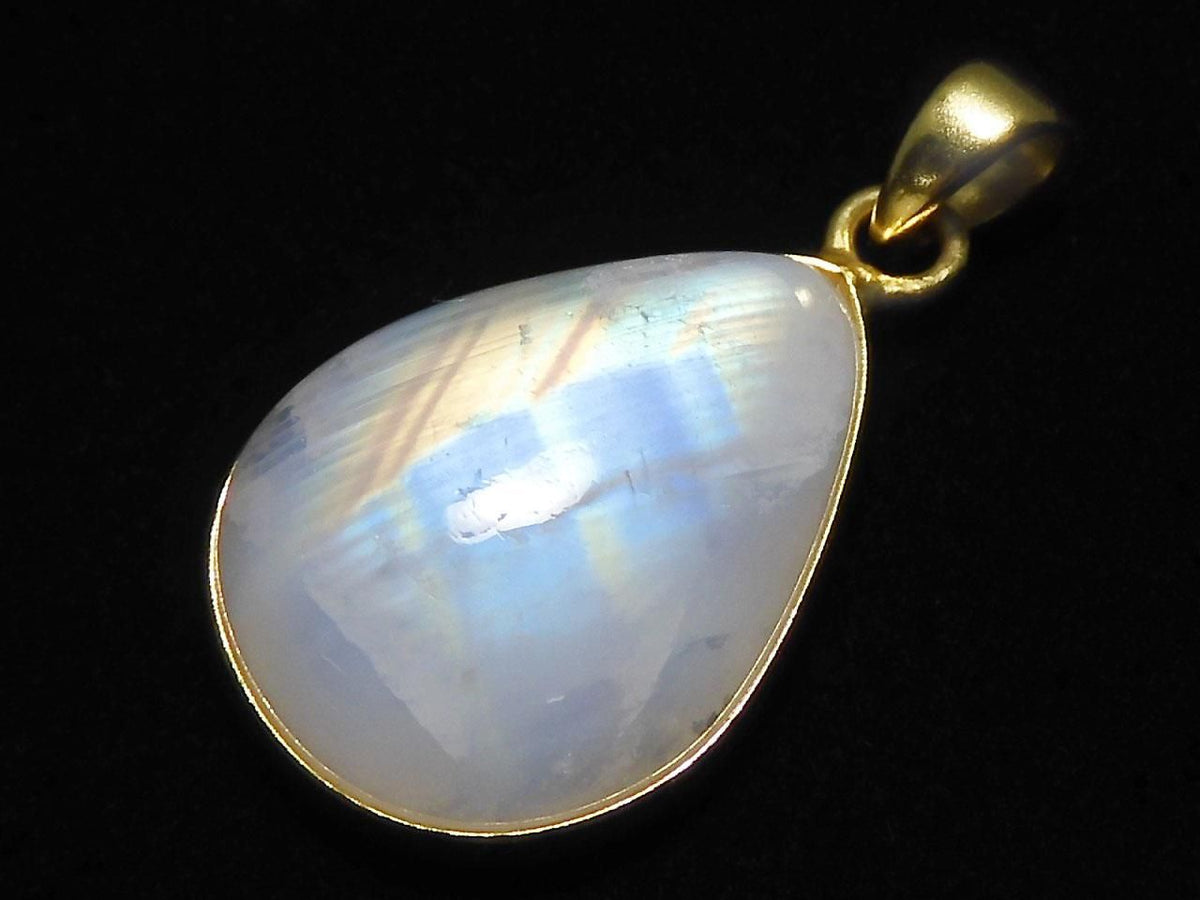 High Quality Rainbow Moonstone AA++ Pendant 18KGP NO.9 [One of a kind]