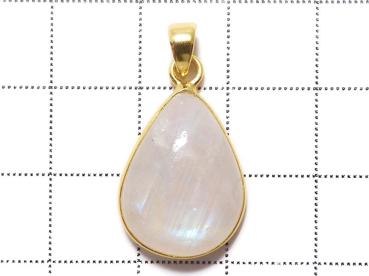 High Quality Rainbow Moonstone AA++ Pendant 18KGP NO.9 [One of a kind]
