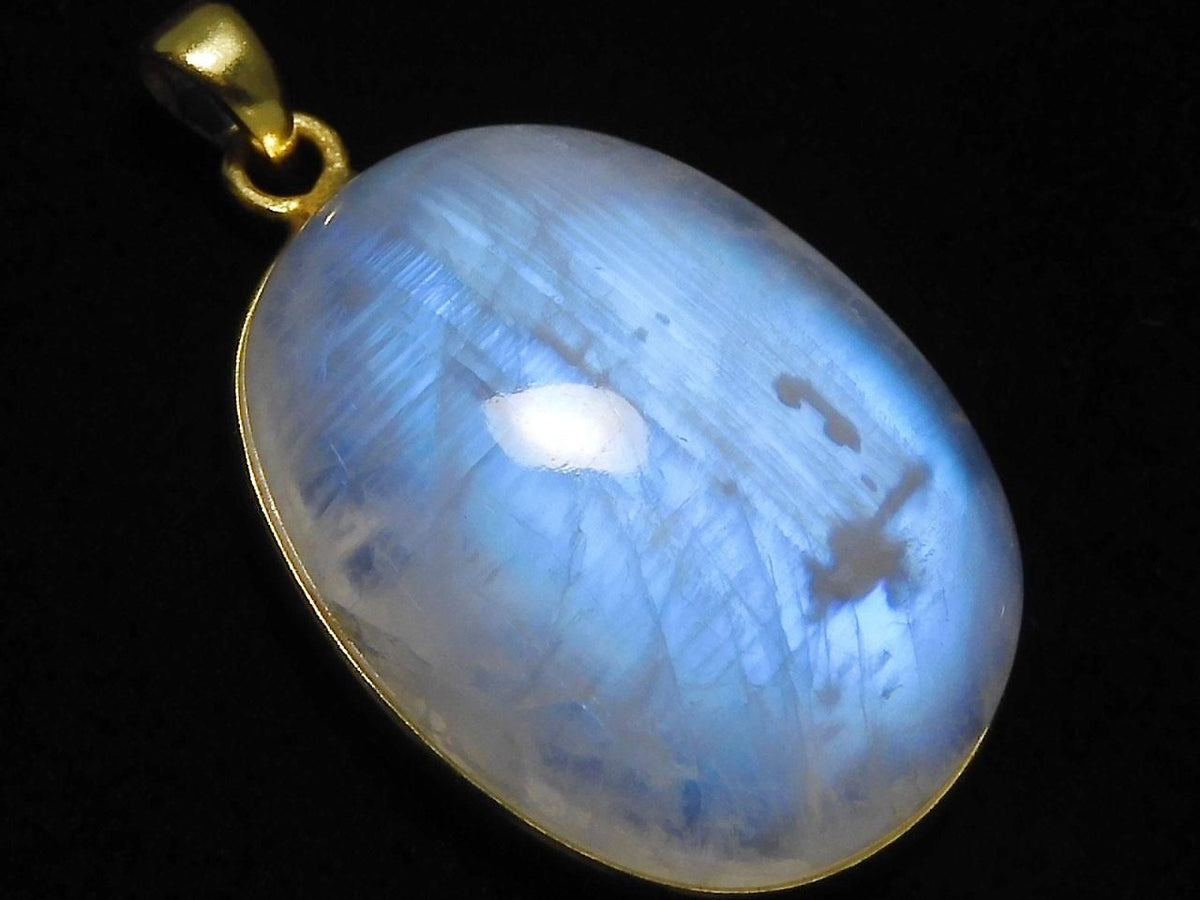 High Quality Rainbow Moonstone AA++ Pendant 18KGP NO.10 [One of a kind]