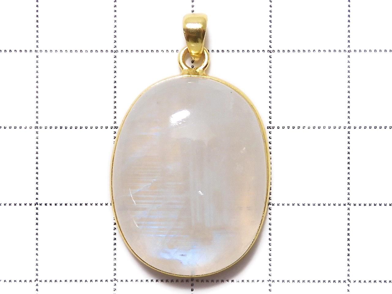 High Quality Rainbow Moonstone AA++ Pendant 18KGP NO.10 [One of a kind]