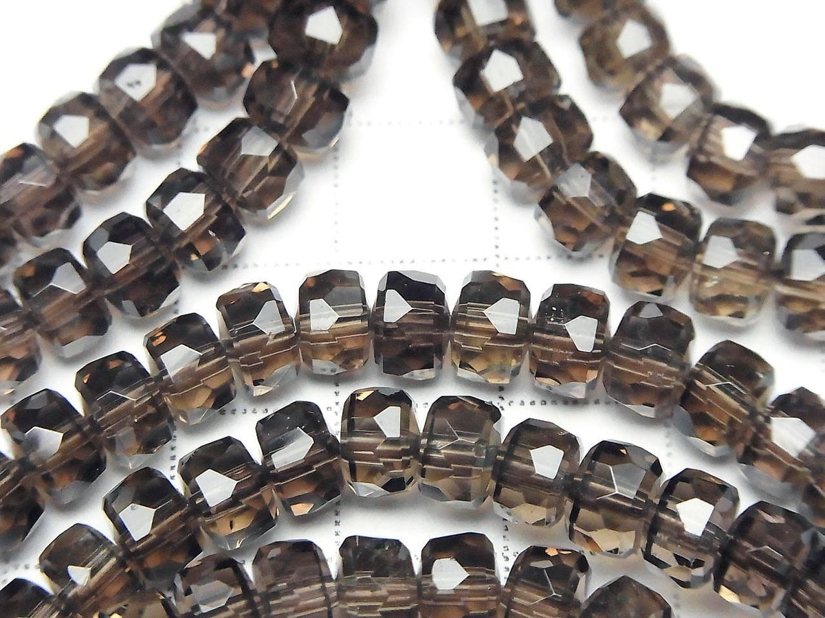 High Quality Smoky Quartz AAA- Faceted Button Rondelle 7x7x4.5mm 1strand beads (Bracelet) High Quality!