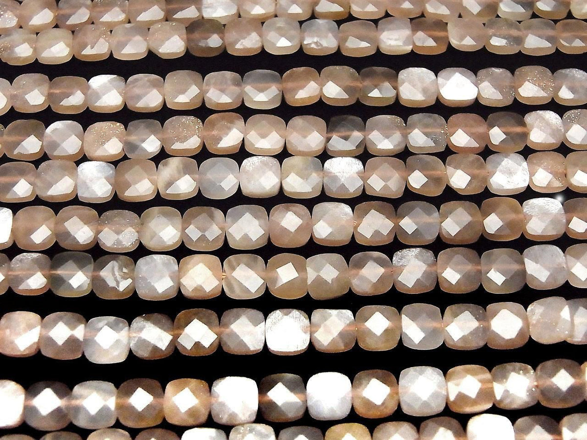 Orange Moonstone AA++ Faceted Square 6x6mm half or 1strand beads (approx. 14inch/35cm) High Quality!
