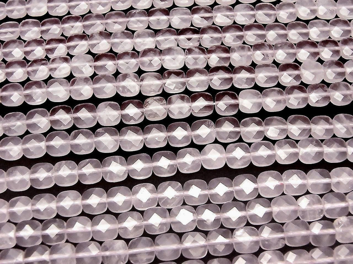 Rose Quartz AA++ Faceted Square 6x6mm half or 1strand beads (aprx.14inch/35cm)High Quality!