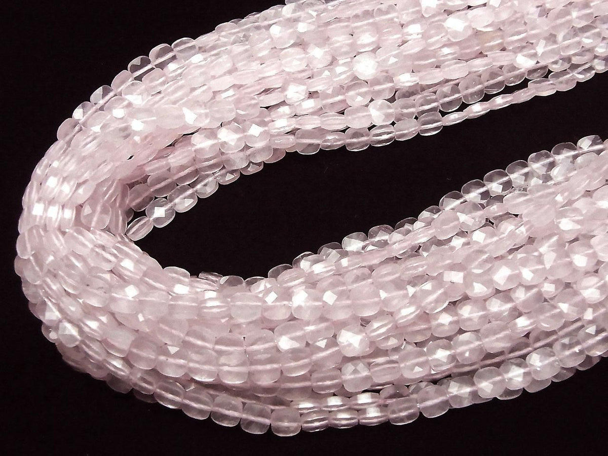 Rose Quartz AA++ Faceted Square 6x6mm half or 1strand beads (aprx.14inch/35cm)High Quality!